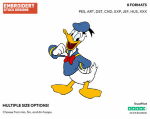 Confident Donald Duck - Disney's Donald Duck - Embroidery Design in 3 sizes & 8 formats