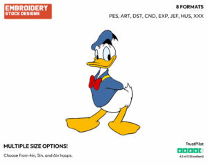 Donald Duck - Disney's Donald Duck - Embroidery Design in 3 sizes & 8 formats