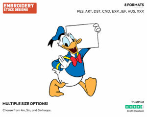 Waving - Disney's Donald Duck - Embroidery Design in 3 sizes & 8 formats