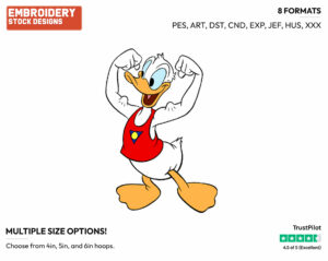 Flexing Muscles - Disney's Donald Duck - Embroidery Design in 3 sizes & 8 formats