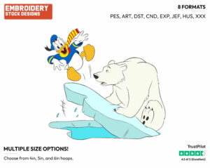 Donald Duck, Polar Bear - Disney's Donald Duck - Embroidery Design in 3 sizes & 8 formats