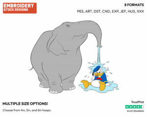 Donald Duck, Elephant - Disney's Donald Duck - Embroidery Design in 3 sizes & 8 formats