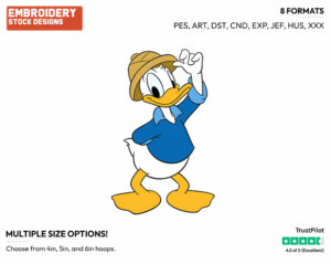 Explorer Donald Duck - Disney's Donald Duck - Embroidery Design in 3 sizes & 8 formats