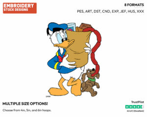 Donald Duck, Groceries - Disney's Donald Duck - Embroidery Design in 3 sizes & 8 formats