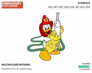 Firefighter Donald Duck - Disney's Donald Duck - Embroidery Design in 3 sizes & 8 formats