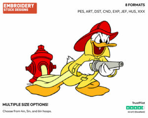 Firefighter Donald Duck - Disney's Donald Duck - Embroidery Design in 3 sizes & 8 formats