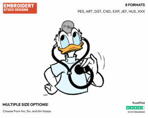 Doctor Donald Duck - Disney's Donald Duck - Embroidery Design in 3 sizes & 8 formats