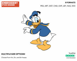 Donald Duck - Disney's Donald Duck - Embroidery Design in 3 sizes & 8 formats