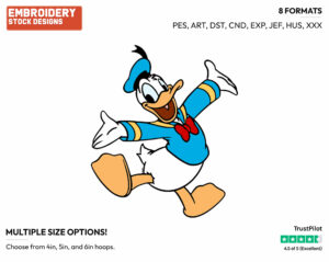 Cheerful Donald - Disney's Donald Duck - Embroidery Design in 3 sizes & 8 formats