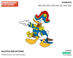 Donald Duck The Ship Captain - Disney's Donald Duck - Embroidery Design in 3 sizes & 8 formats