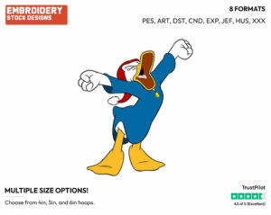 Yawning - Disney's Donald Duck - Embroidery Design in 3 sizes & 8 formats