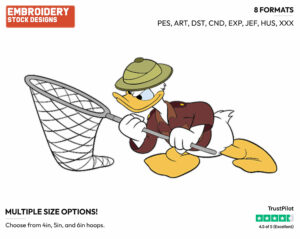 Donald Duck, Net - Disney's Donald Duck - Embroidery Design in 3 sizes & 8 formats