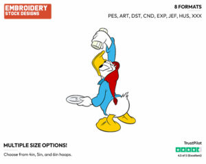 Hungry Donald Duck - Disney's Donald Duck - Embroidery Design in 3 sizes & 8 formats