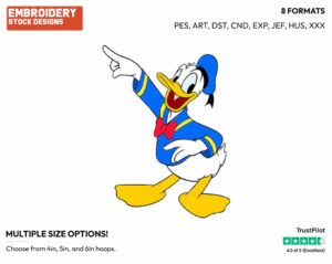 Pointing - Disney's Donald Duck - Embroidery Design in 3 sizes & 8 formats