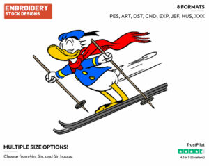 Skiing - Disney's Donald Duck - Embroidery Design in 3 sizes & 8 formats