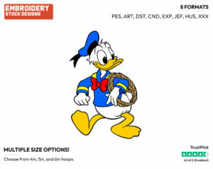 Donald Duck, Rope - Disney's Donald Duck - Embroidery Design in 3 sizes & 8 formats