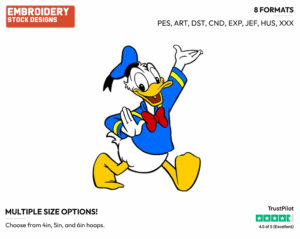 Waving - Disney's Donald Duck - Embroidery Design in 3 sizes & 8 formats