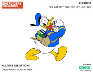 Walking To School - Disney's Donald Duck - Embroidery Design in 3 sizes & 8 formats