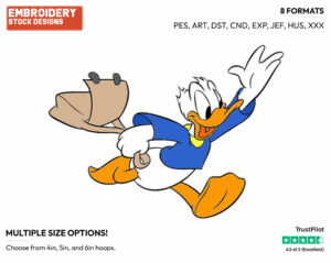Running To School - Disney's Donald Duck - Embroidery Design in 3 sizes & 8 formats