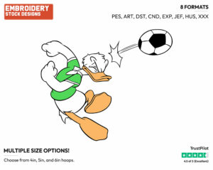 Playing Soccer - Disney's Donald Duck - Embroidery Design in 3 sizes & 8 formats
