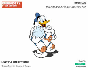Astronaut Donald Duck - Disney's Donald Duck - Embroidery Design in 3 sizes & 8 formats
