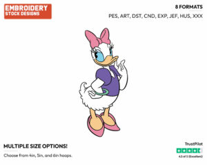 Daisy - Disney's Classic Donald & Daisy Duck - Embroidery Design in 3 sizes & 8 formats