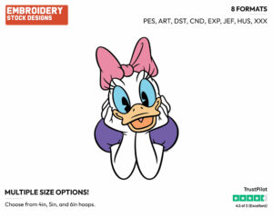 Daisy - Disney's Classic Donald & Daisy Duck - Embroidery Design in 3 sizes & 8 formats