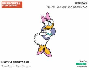 Cute Daisy - Disney's Classic Donald & Daisy Duck - Embroidery Design in 3 sizes & 8 formats