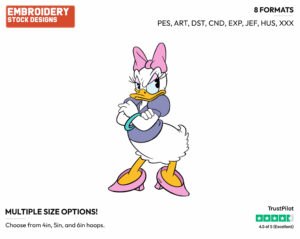 Angry Daisy - Disney's Classic Donald & Daisy Duck - Embroidery Design in 3 sizes & 8 formats
