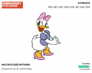 Classic Daisy Duck - Disney's Classic Donald & Daisy Duck - Embroidery Design in 3 sizes & 8 formats