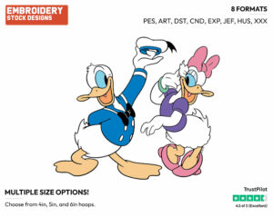 Donald, Daisy - Disney's Classic Donald & Daisy Duck - Embroidery Design in 3 sizes & 8 formats