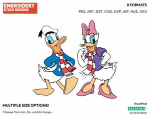 Donald, Daisy - Disney's Classic Donald & Daisy Duck - Embroidery Design in 3 sizes & 8 formats
