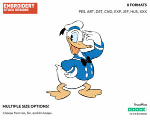 Sailor Donald Saluting - Disney's Classic Donald & Daisy Duck - Embroidery Design in 3 sizes & 8 formats