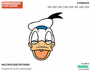 Donald's Laughing Face - Disney's Classic Donald & Daisy Duck - Embroidery Design in 3 sizes & 8 formats