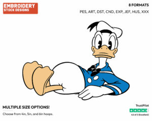 Donald Lying Down - Disney's Classic Donald & Daisy Duck - Embroidery Design in 3 sizes & 8 formats