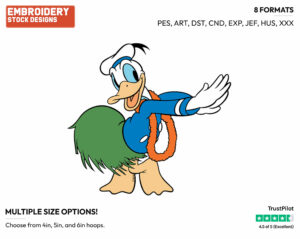Donald Hula Dancing - Disney's Classic Donald & Daisy Duck - Embroidery Design in 3 sizes & 8 formats