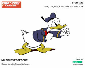 Donald Ready For A Fight - Disney's Classic Donald & Daisy Duck - Embroidery Design in 3 sizes & 8 formats