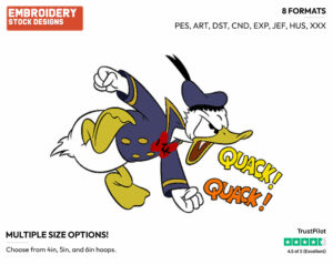 Donald Quacking Ferociously - Disney's Classic Donald & Daisy Duck - Embroidery Design in 3 sizes & 8 formats