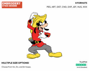 Goofy The Firefighter - Disney's Goofy - Embroidery Design in 3 sizes & 8 formats