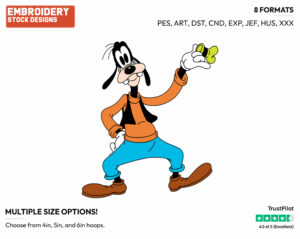 Cartoon Goofy - Disney's Goofy - Embroidery Design in 3 sizes & 8 formats