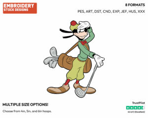 Goofy Playing Golf - Disney's Goofy - Embroidery Design in 3 sizes & 8 formats
