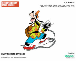 Tourist Goofy On Vacation - Disney's Goofy - Embroidery Design in 3 sizes & 8 formats