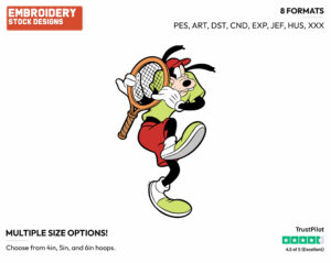 Goofy With A Tennis Racket - Disney's Goofy - Embroidery Design in 3 sizes & 8 formats