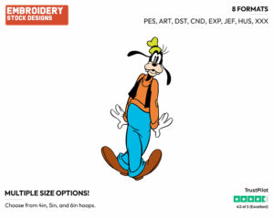 Goofy In Shock - Disney's Goofy - Embroidery Design in 3 sizes & 8 formats