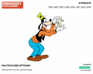 Goofy Petting A Bunny Rabbit - Disney's Goofy - Embroidery Design in 3 sizes & 8 formats