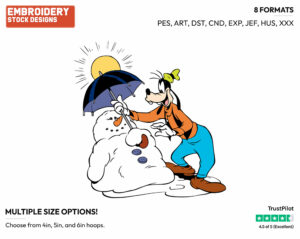 Goofy Shielding His Snowman From The Sun - Disney's Goofy - Embroidery Design in 3 sizes & 8 formats