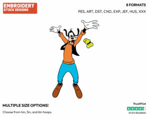 Goofy Cheering - Disney's Goofy - Embroidery Design in 3 sizes & 8 formats