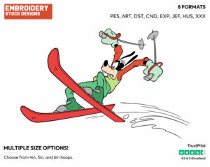 Goofy Skiing - Disney's Goofy - Embroidery Design in 3 sizes & 8 formats