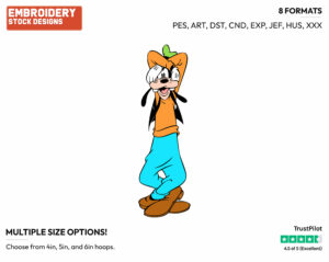 Goofy's Awkward Pose - Disney's Goofy - Embroidery Design in 3 sizes & 8 formats