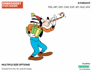 Goofy At A Party - Disney's Goofy - Embroidery Design in 3 sizes & 8 formats